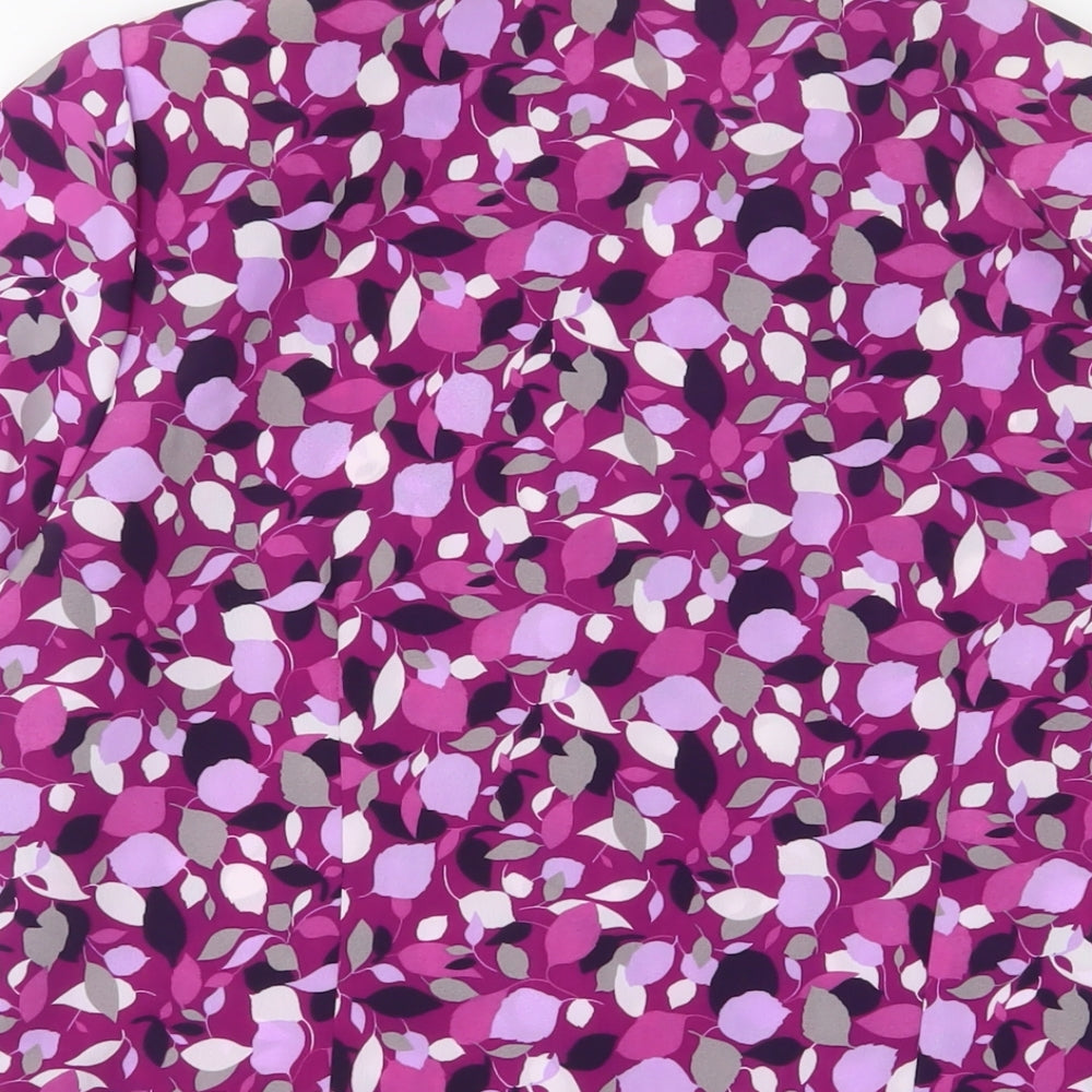 Bonmarché Womens Purple Geometric Polyester Basic T-Shirt Size 16 V-Neck - Shoulder pads