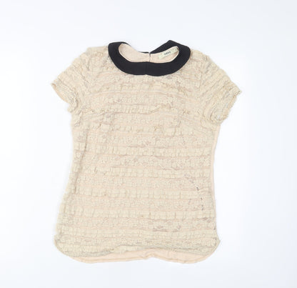 Womens UK Size S Oasis Beige Basic T-Shirt