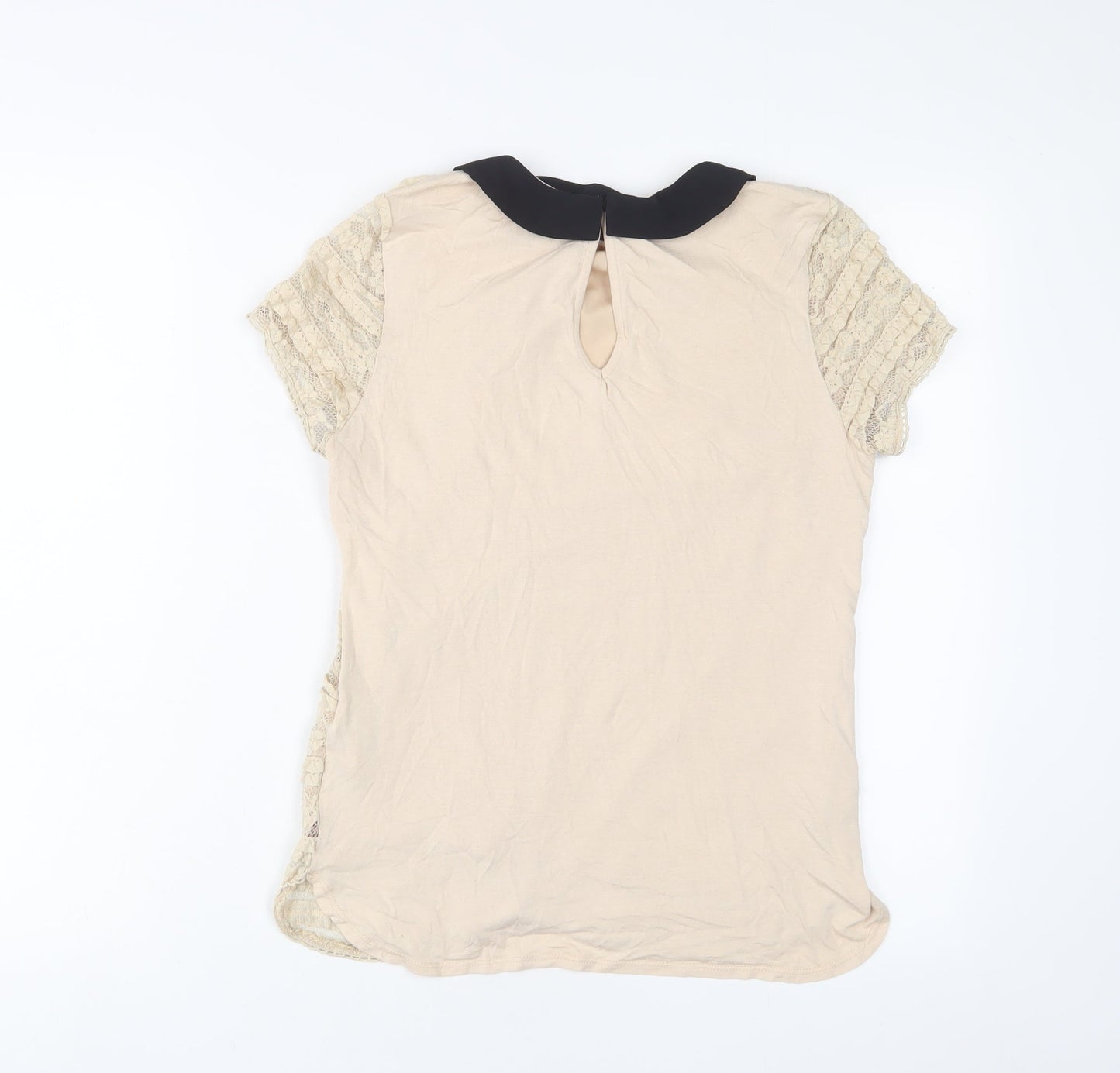Womens UK Size S Oasis Beige Basic T-Shirt