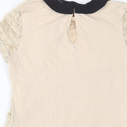 Womens UK Size S Oasis Beige Basic T-Shirt
