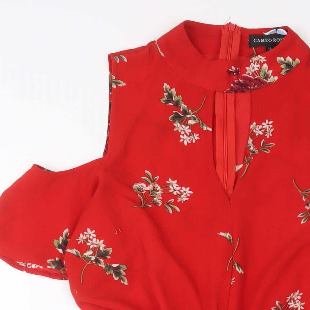 Cameo Rose Womens Red Floral Polyester Playsuit One-Piece Size 12 L3 in Zip