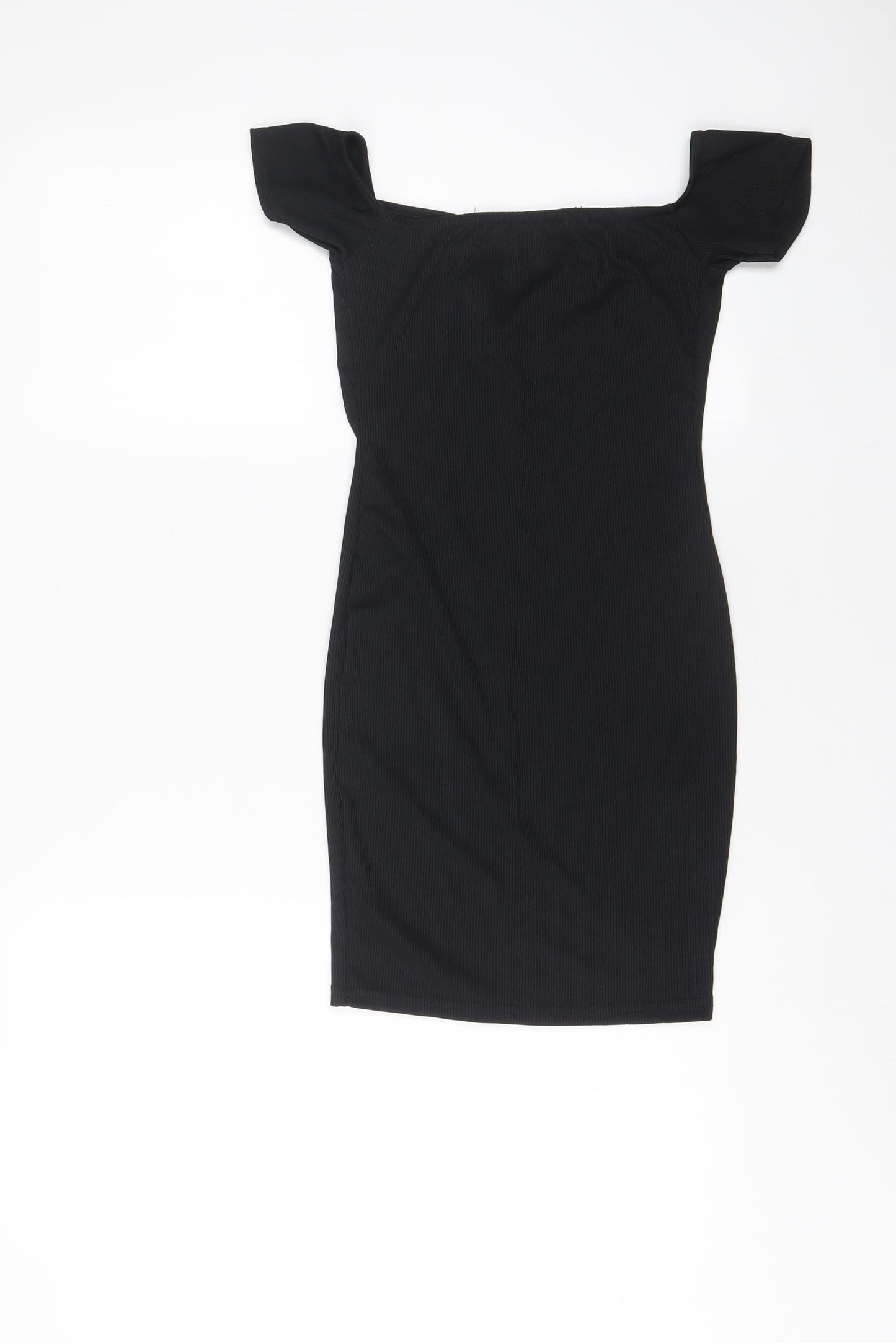 PRETTYLITTLETHING Womens Black Polyester Bodycon Size 8 V-Neck Pullover
