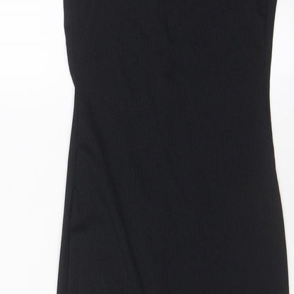 PRETTYLITTLETHING Womens Black Polyester Bodycon Size 8 V-Neck Pullover