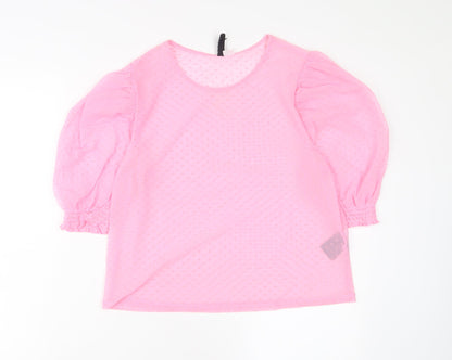 Womens UK Size M H&M Pink Basic T-Shirt