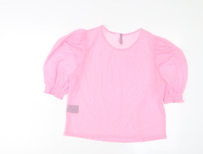 Womens UK Size M H&M Pink Basic T-Shirt