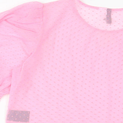 Womens UK Size M H&M Pink Basic T-Shirt