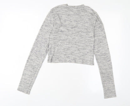 H&M Womens Grey Cotton Cropped T-Shirt Size S Crew Neck