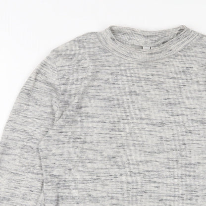 H&M Womens Grey Cotton Cropped T-Shirt Size S Crew Neck