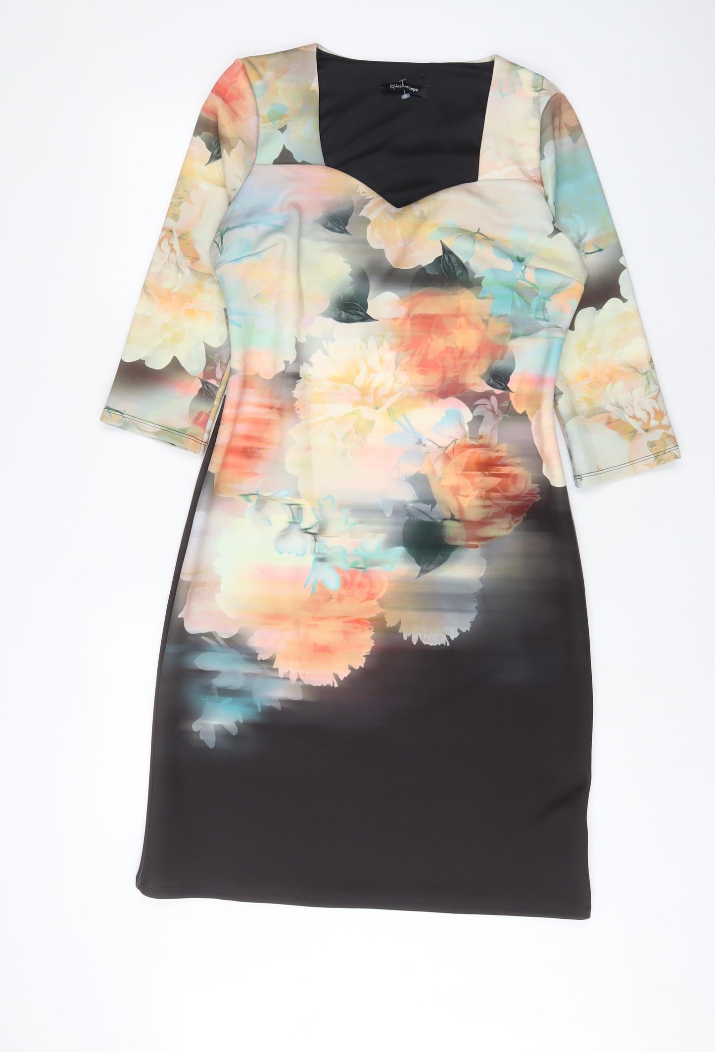 Kaleidoscope Womens Multicoloured Geometric Polyester Sheath Size 14 Square Neck Pullover