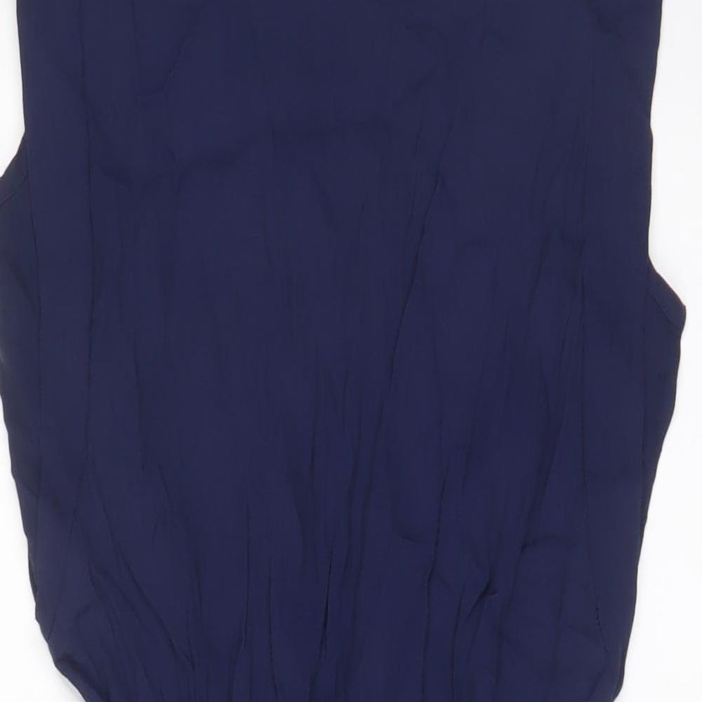 Mango Womens Blue Viscose A-Line Size XS Boat Neck Button