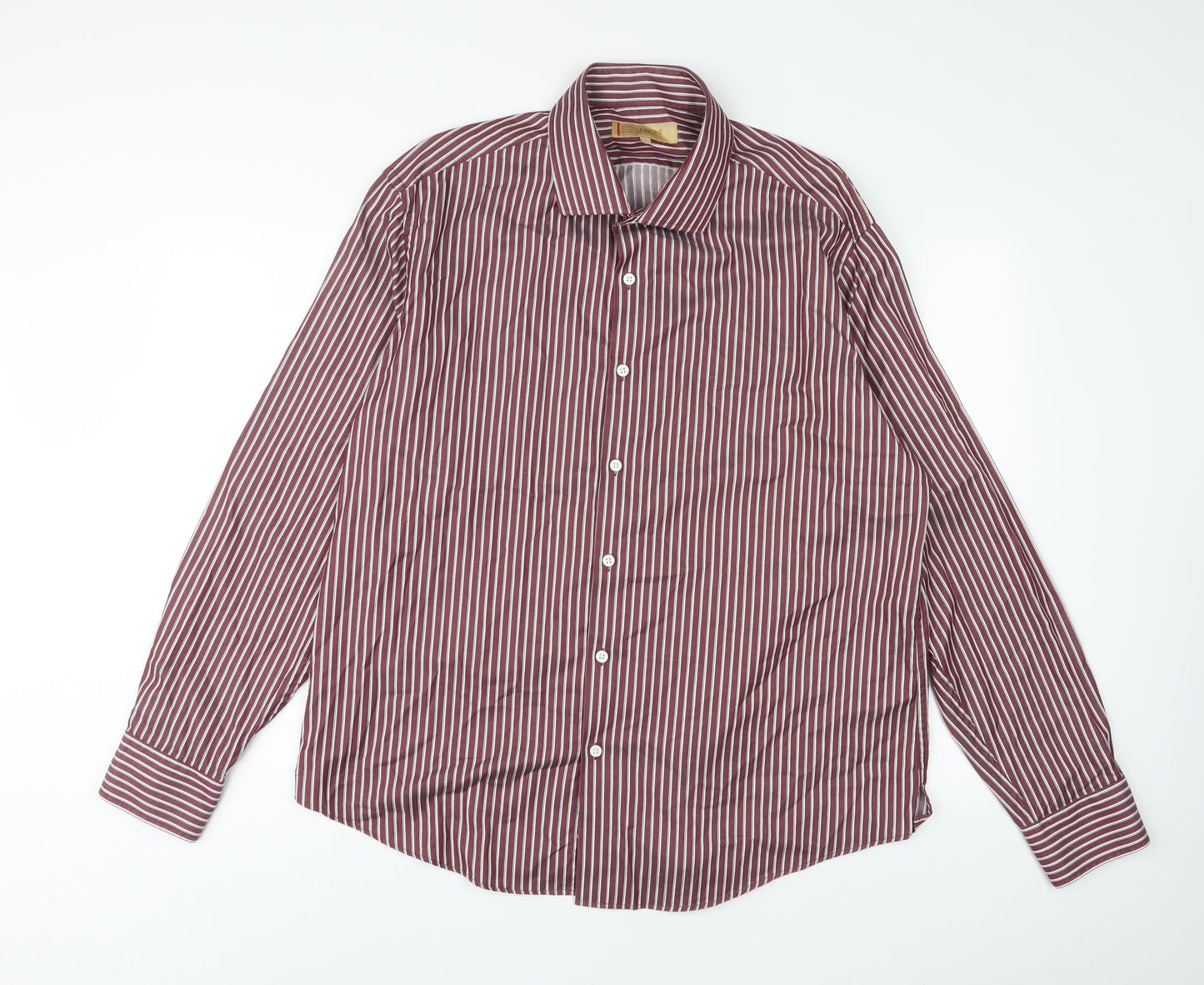 Marks and Spencer Mens Purple Striped Cotton Button-Up Size 2XL Collared Button