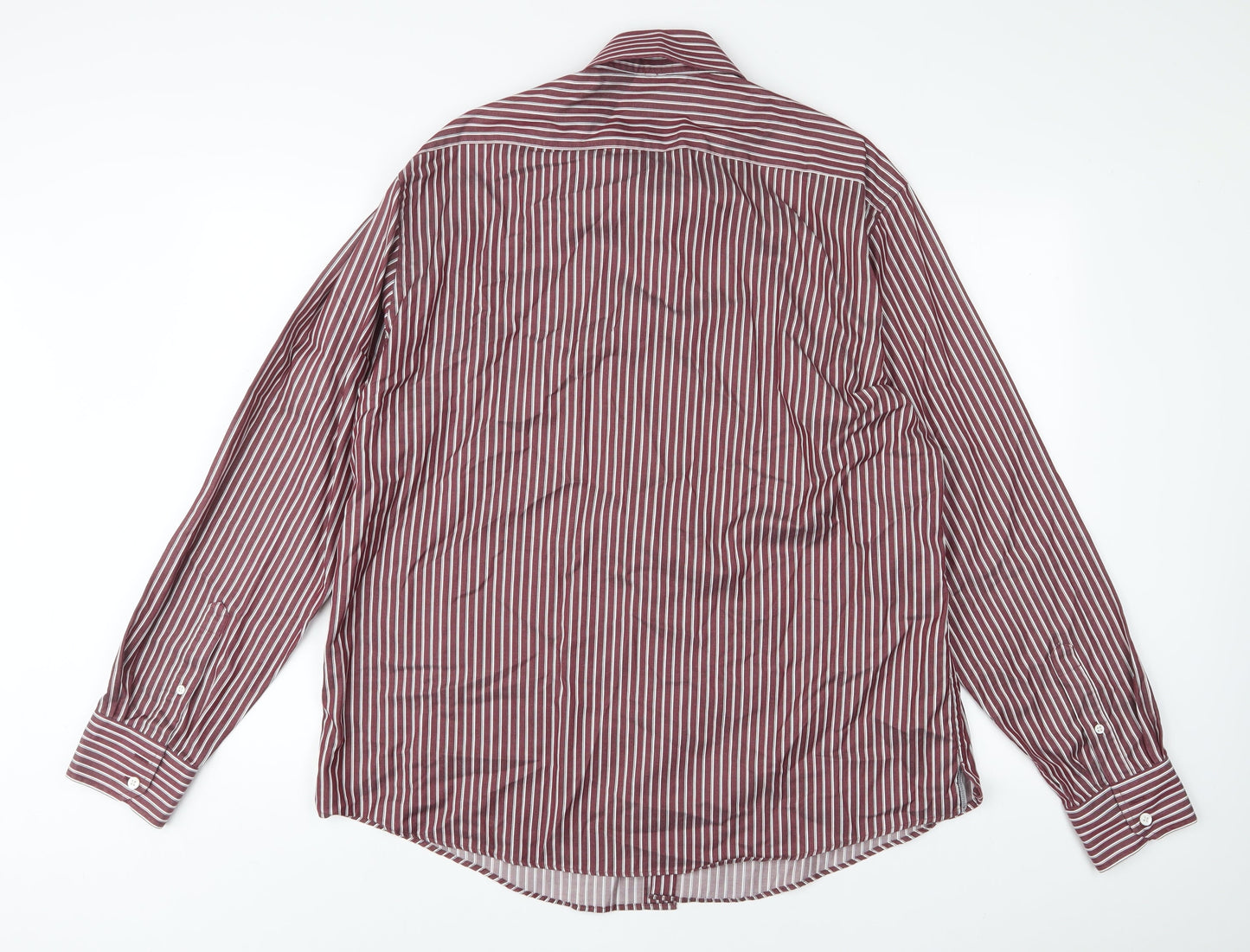 Marks and Spencer Mens Purple Striped Cotton Button-Up Size 2XL Collared Button