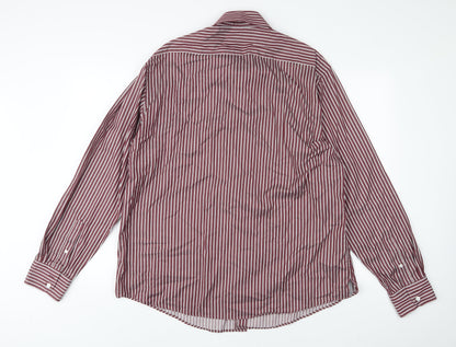 Marks and Spencer Mens Purple Striped Cotton Button-Up Size 2XL Collared Button