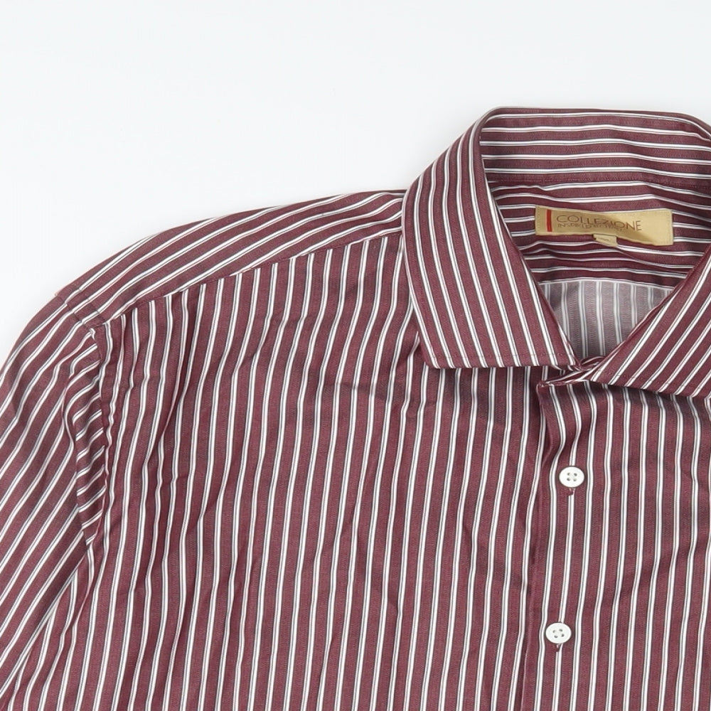 Marks and Spencer Mens Purple Striped Cotton Button-Up Size 2XL Collared Button