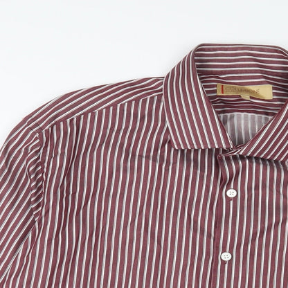Marks and Spencer Mens Purple Striped Cotton Button-Up Size 2XL Collared Button