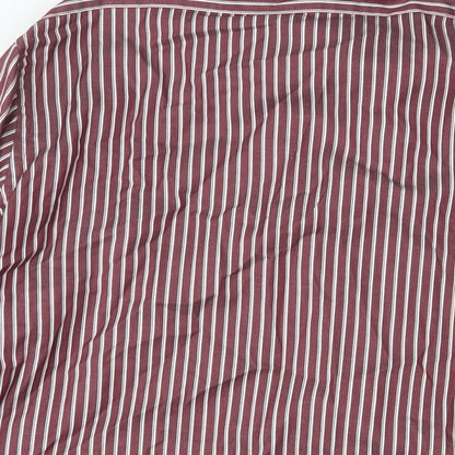 Marks and Spencer Mens Purple Striped Cotton Button-Up Size 2XL Collared Button