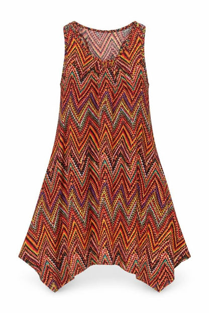 Indulgence Womens Multicoloured Geometric Polyester A-Line Size M Scoop Neck Pullover