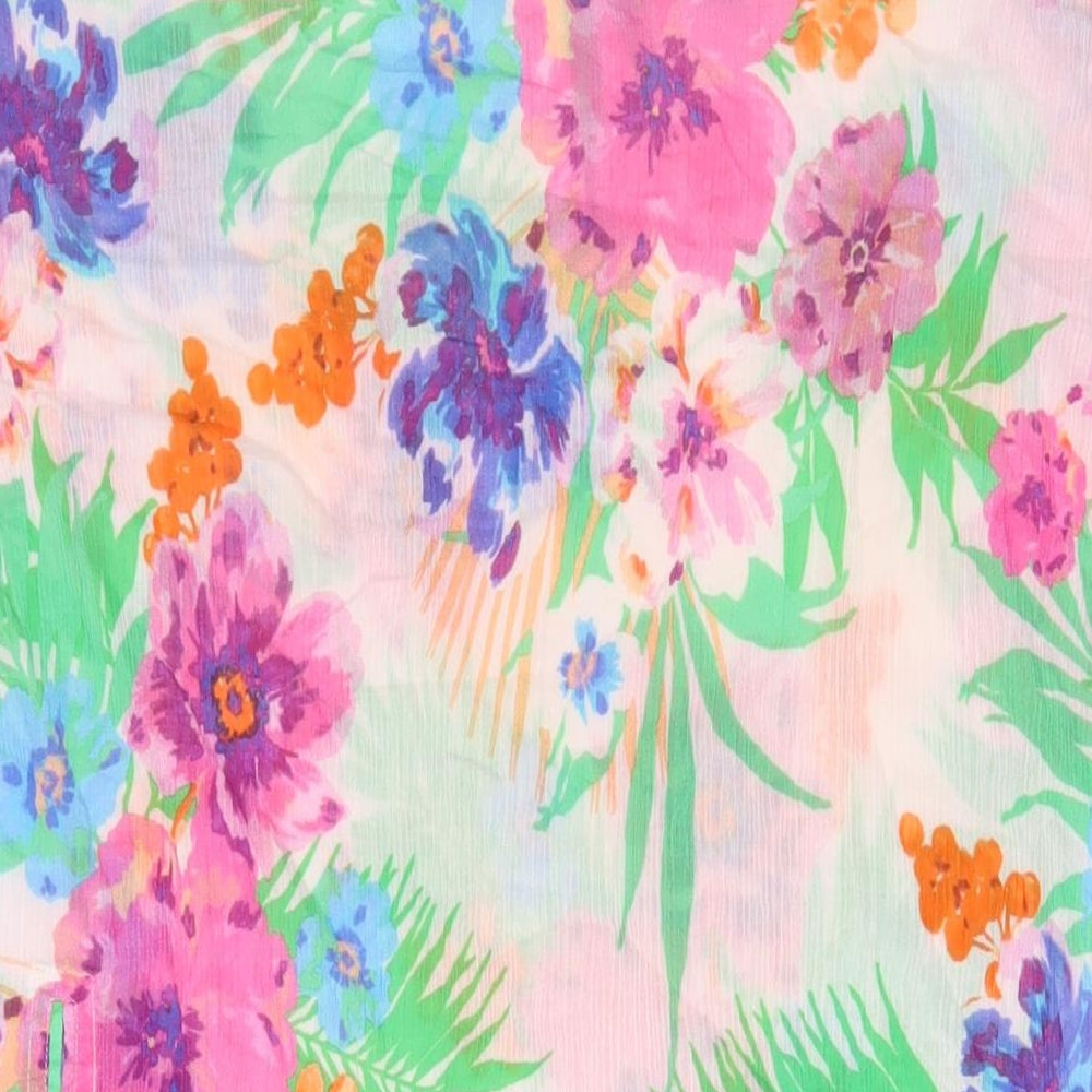 John Lewis Womens Multicoloured Floral Cotton Tunic T-Shirt One Size Boat Neck