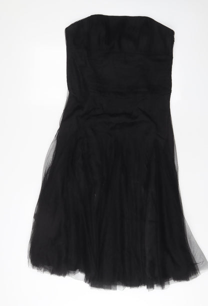 Monsoon Womens Black Polyester A-Line Size 14 Sweetheart Zip