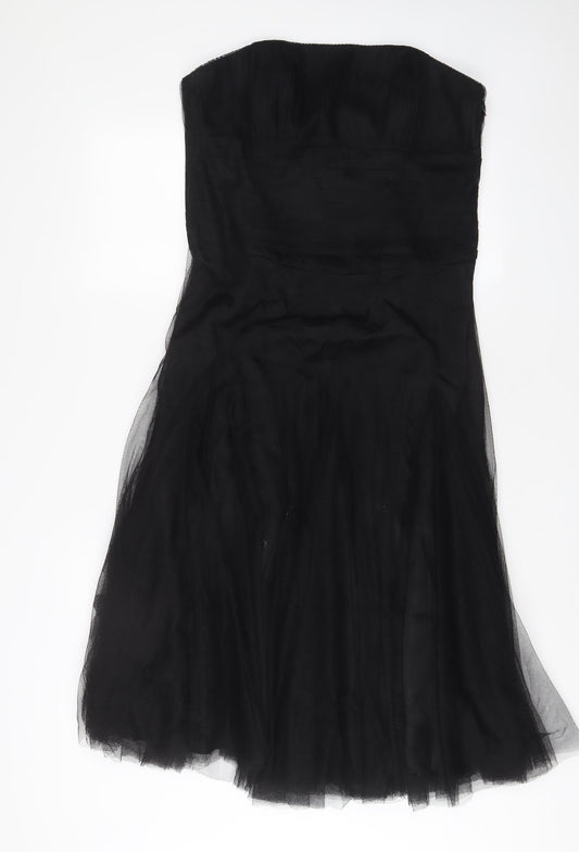 Monsoon Womens Black Polyester A-Line Size 14 Sweetheart Zip