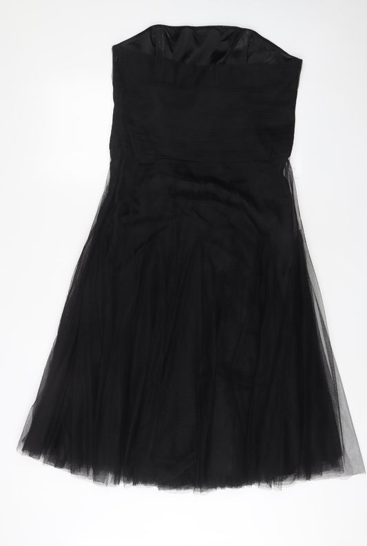 Monsoon Womens Black Polyester A-Line Size 14 Sweetheart Zip