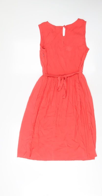 Miss Selfridge Womens Pink Viscose A-Line Size 8 Scoop Neck Zip