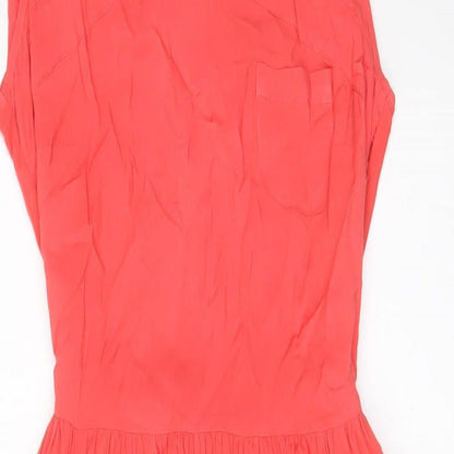 Miss Selfridge Womens Pink Viscose A-Line Size 8 Scoop Neck Zip