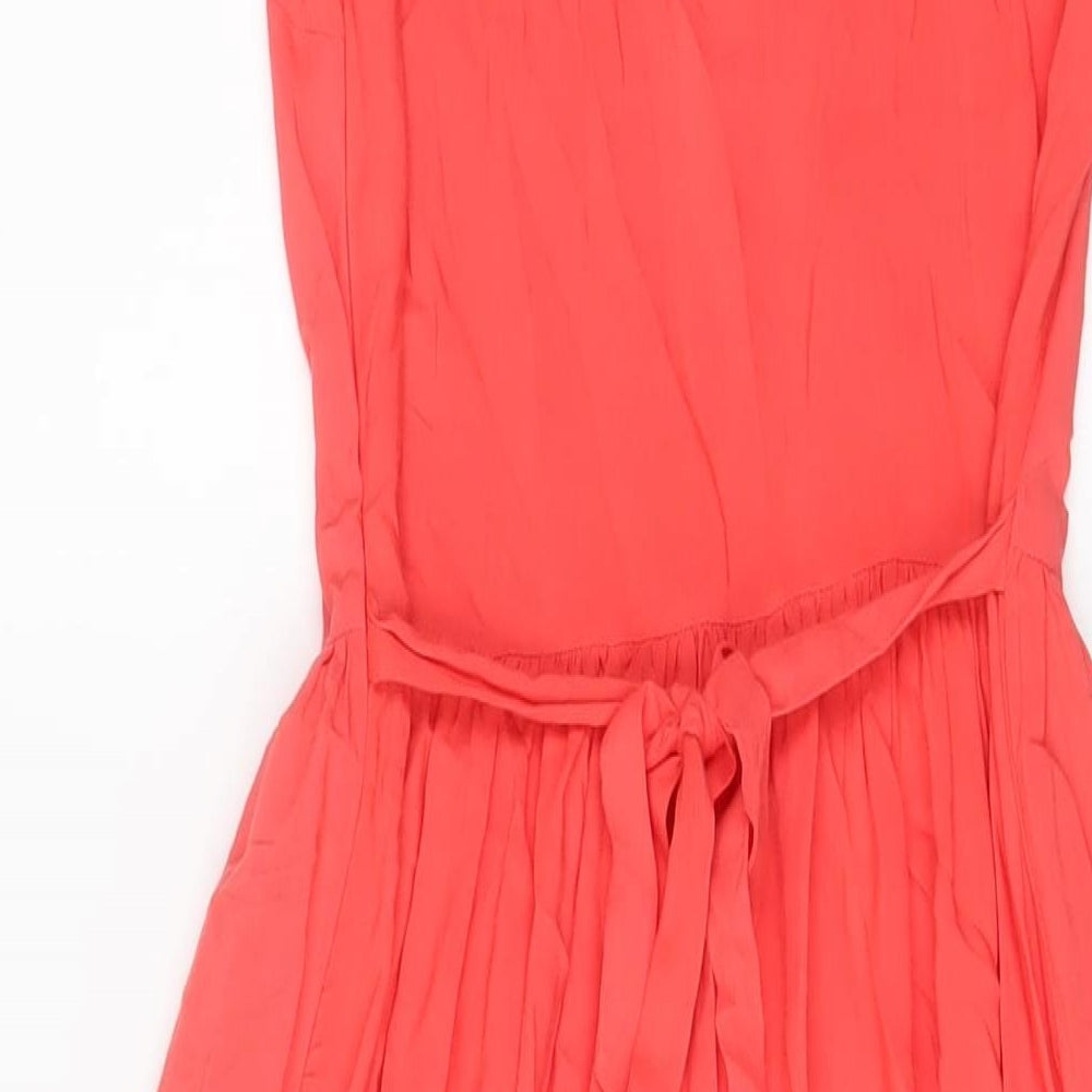 Miss Selfridge Womens Pink Viscose A-Line Size 8 Scoop Neck Zip