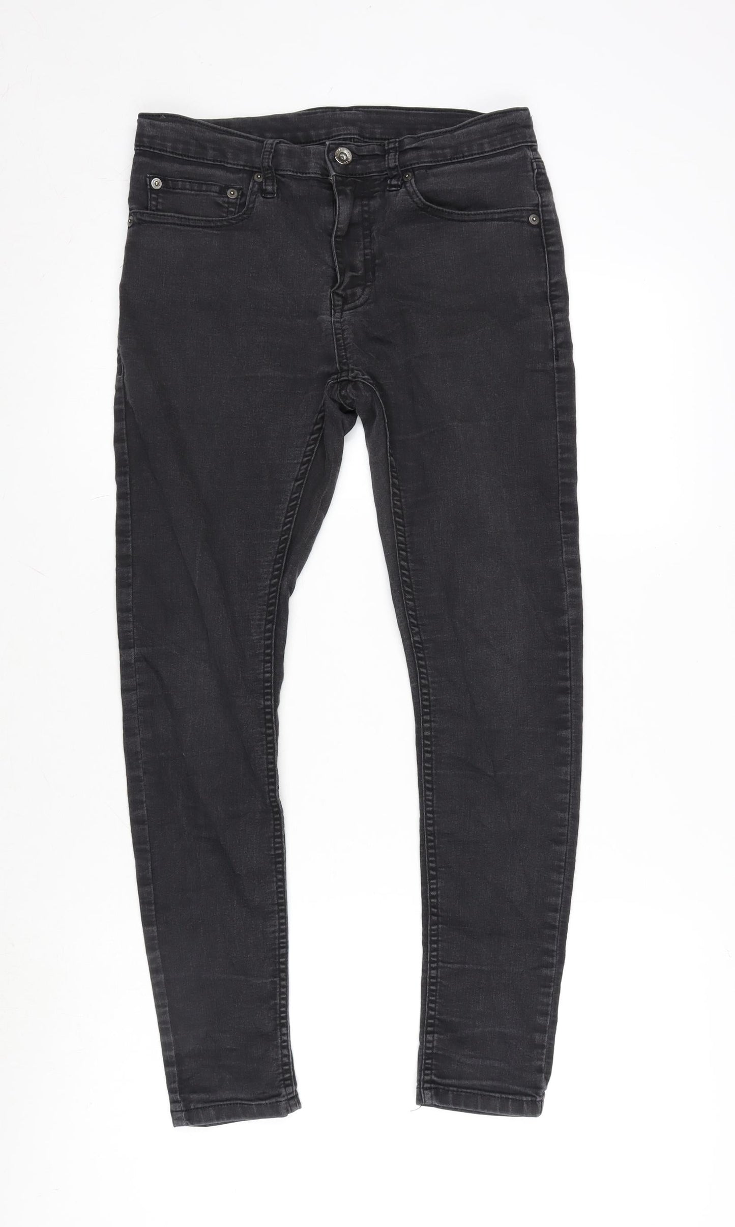 Mens UK Size 32 in Topman Regular Fit Straight Grey Jeans