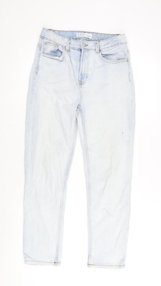 Denim & Co. Womens Blue Cotton Blend Straight Jeans Size 10 L26.5 in Regular Zip