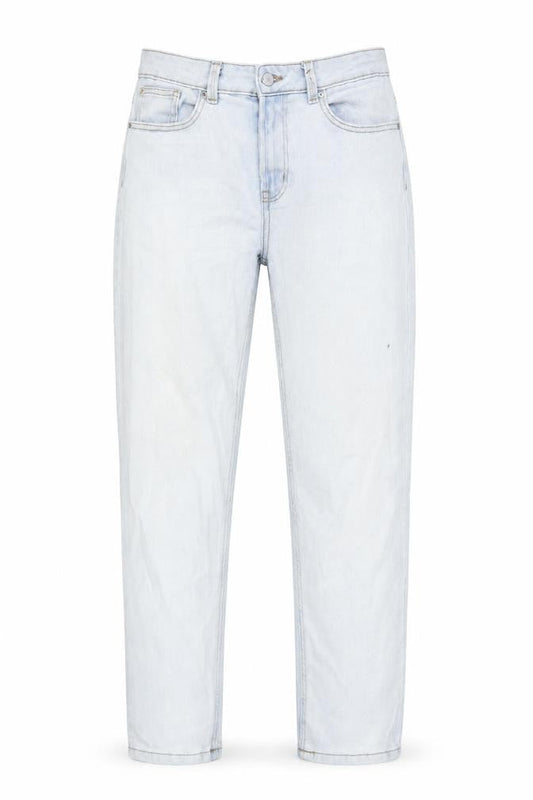 Front view of Denim & Co. women’s blue cotton blend straight jeans, size UK 10, 26.5-inch leg regular zip