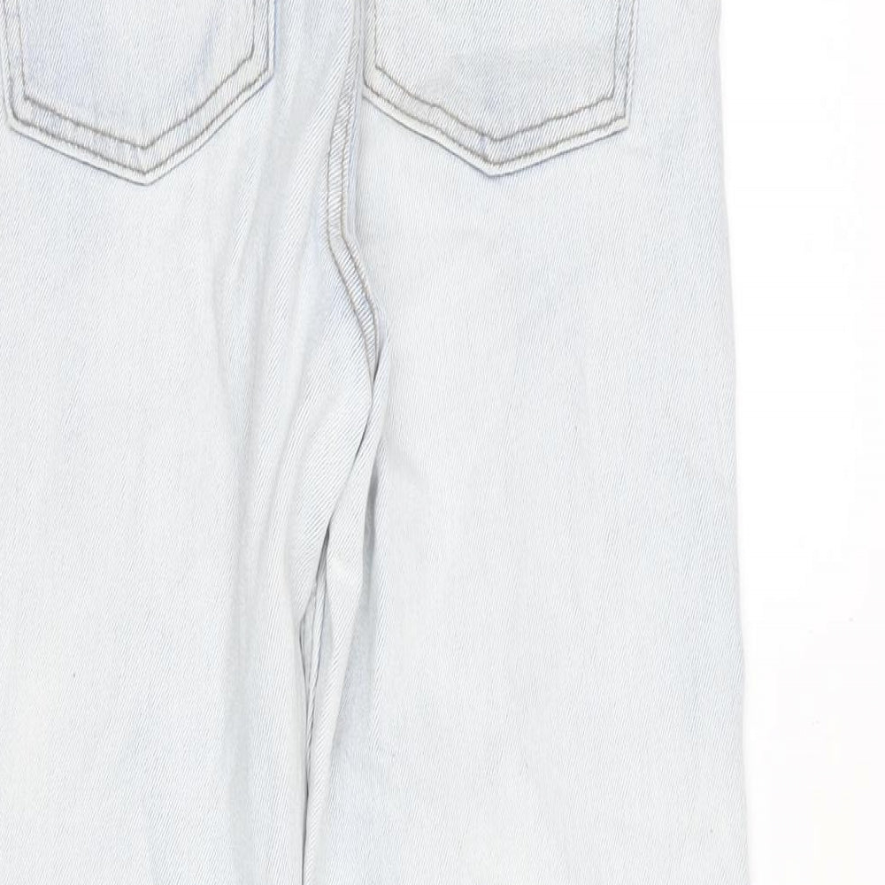 Denim & Co. Womens Blue Cotton Blend Straight Jeans Size 10 L26.5 in Regular Zip