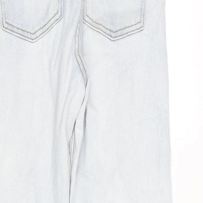 Denim & Co. Womens Blue Cotton Blend Straight Jeans Size 10 L26.5 in Regular Zip