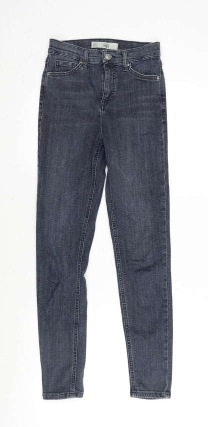 Topshop Womens Grey Cotton Blend Straight Jeans Size 26 in L32 in Regular Zip