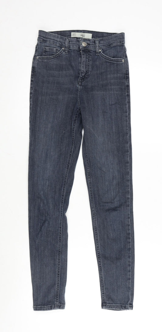 Topshop Womens Grey Cotton Blend Straight Jeans Size 26 in L32 in Regular Zip