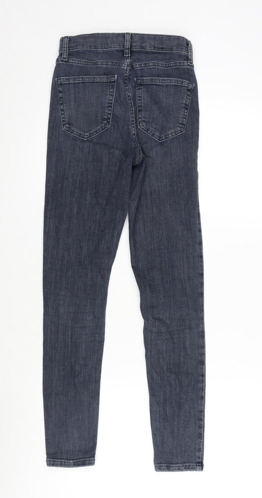Topshop Womens Grey Cotton Blend Straight Jeans Size 26 in L32 in Regular Zip