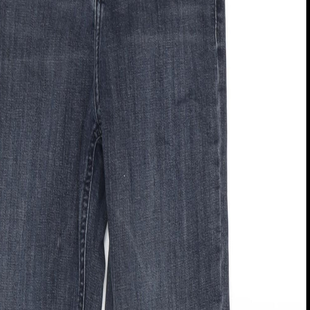 Topshop Womens Grey Cotton Blend Straight Jeans Size 26 in L32 in Regular Zip