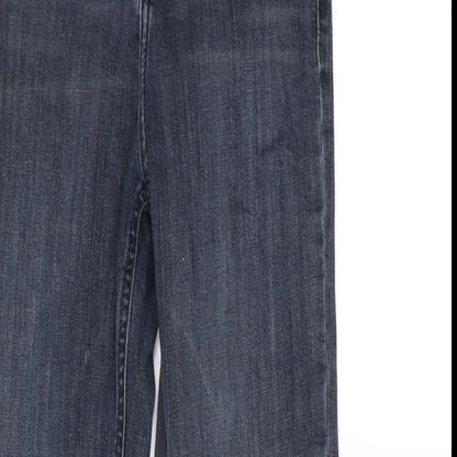 Topshop Womens Grey Cotton Blend Straight Jeans Size 26 in L32 in Regular Zip