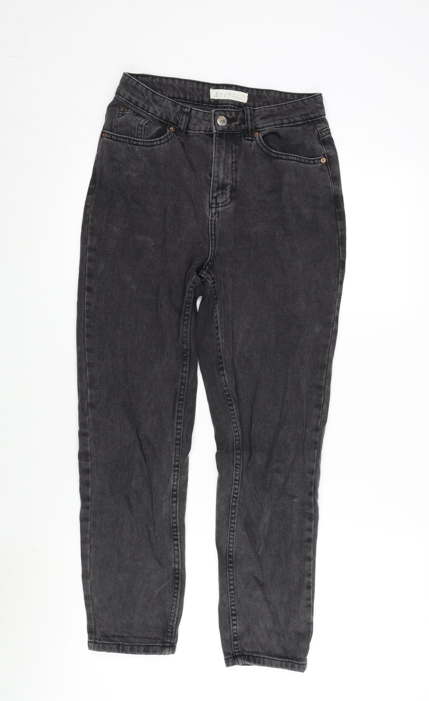 Denim & Co. Womens Grey Cotton Straight Jeans Size 6 L25 in Regular Zip