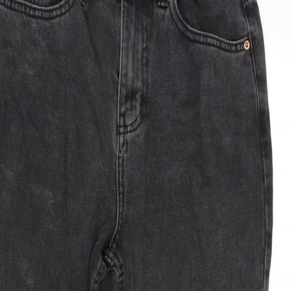 Denim & Co. Womens Grey Cotton Straight Jeans Size 6 L25 in Regular Zip