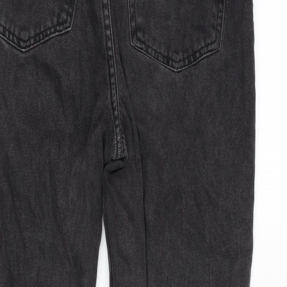 Denim & Co. Womens Grey Cotton Straight Jeans Size 6 L25 in Regular Zip