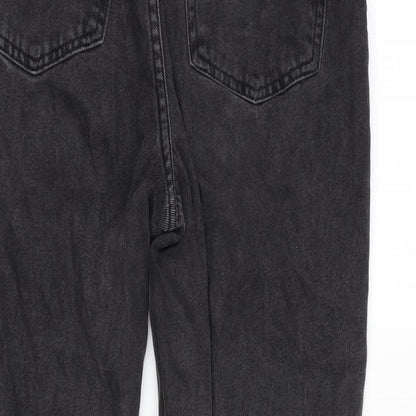 Denim & Co. Womens Grey Cotton Straight Jeans Size 6 L25 in Regular Zip