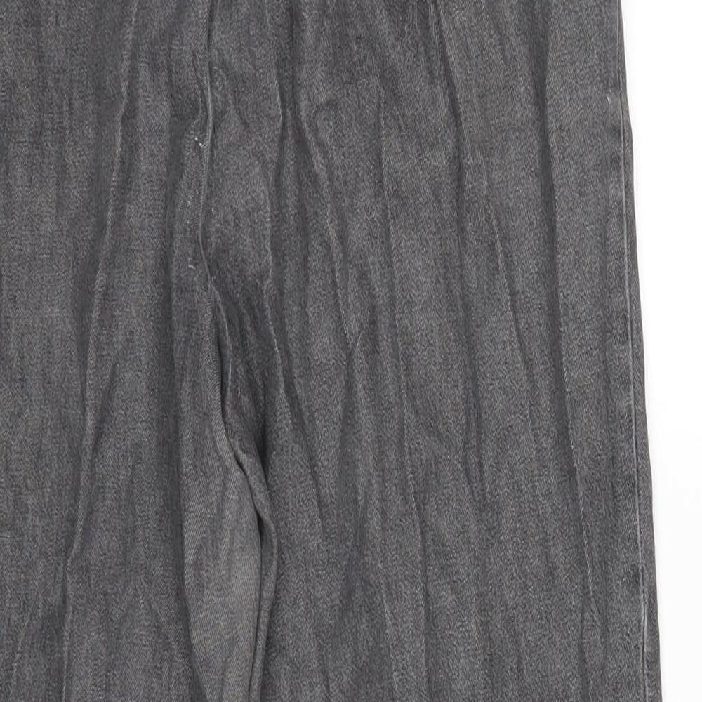 Market & Spencer Womens Grey Cotton Trousers Size 16 L26.5 in Regular