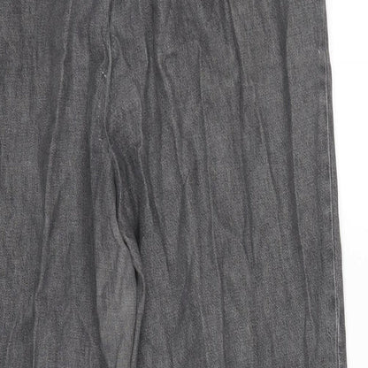 Market & Spencer Womens Grey Cotton Trousers Size 16 L26.5 in Regular