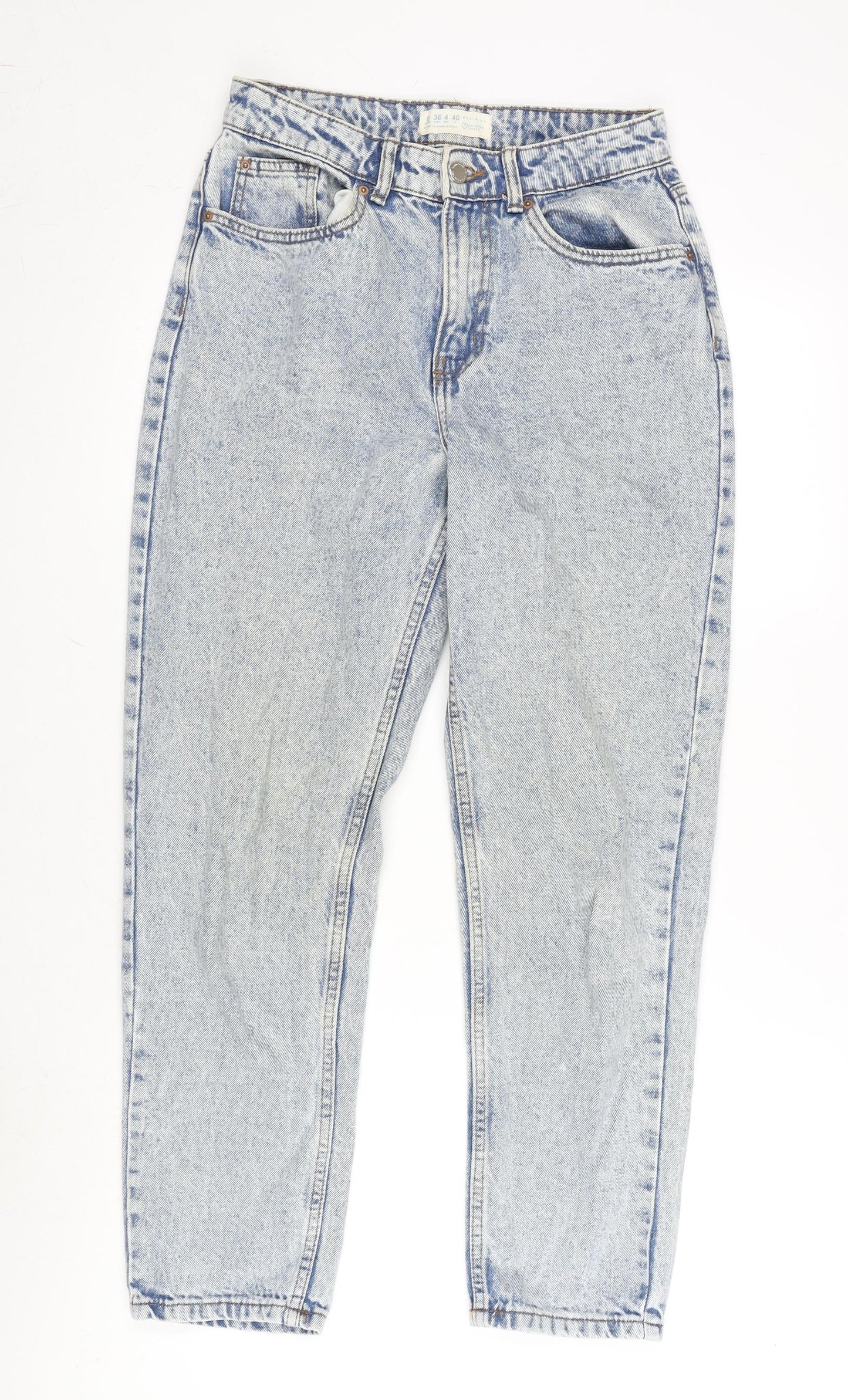 Denim & Co. Womens Blue Cotton Tapered Jeans Size 8 L27 in Regular Zip
