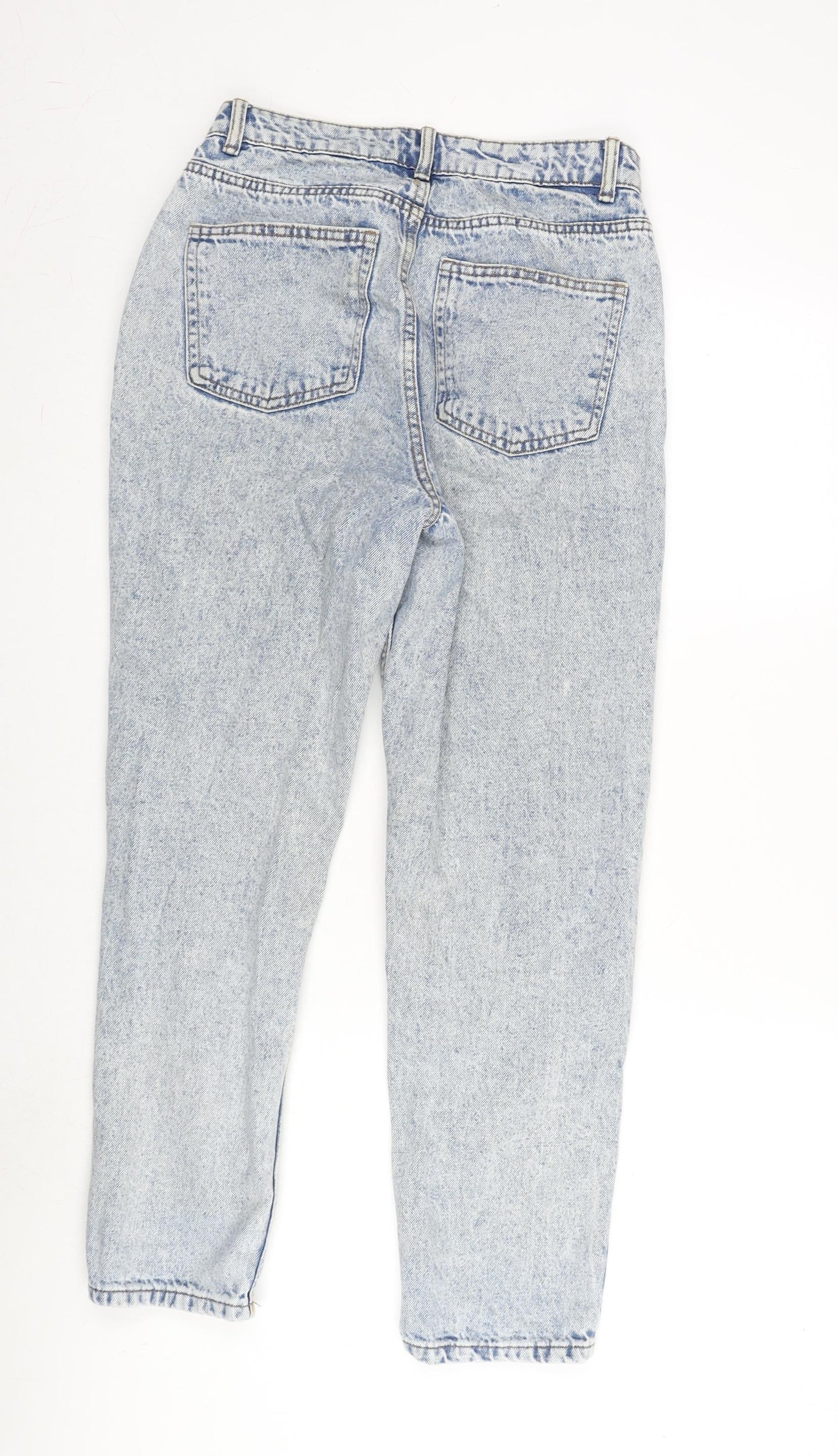 Denim & Co. Womens Blue Cotton Tapered Jeans Size 8 L27 in Regular Zip