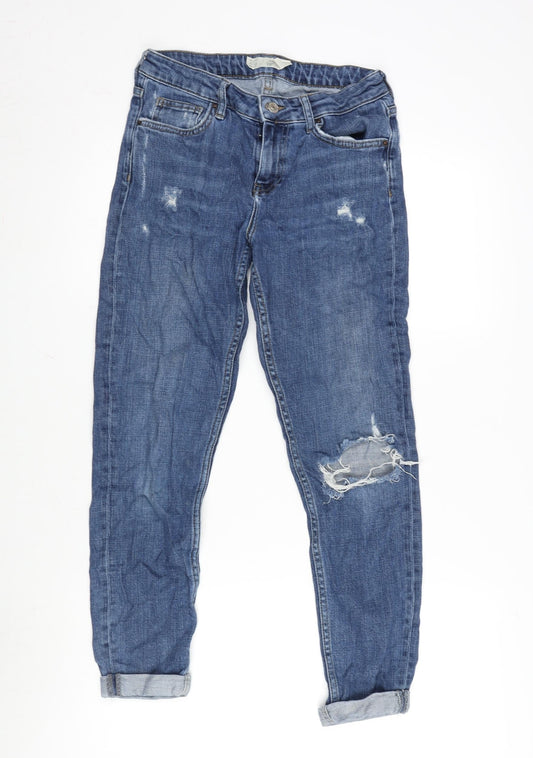Topshop Womens Blue Cotton Blend Straight Jeans Size 26 in L32 in Regular Zip