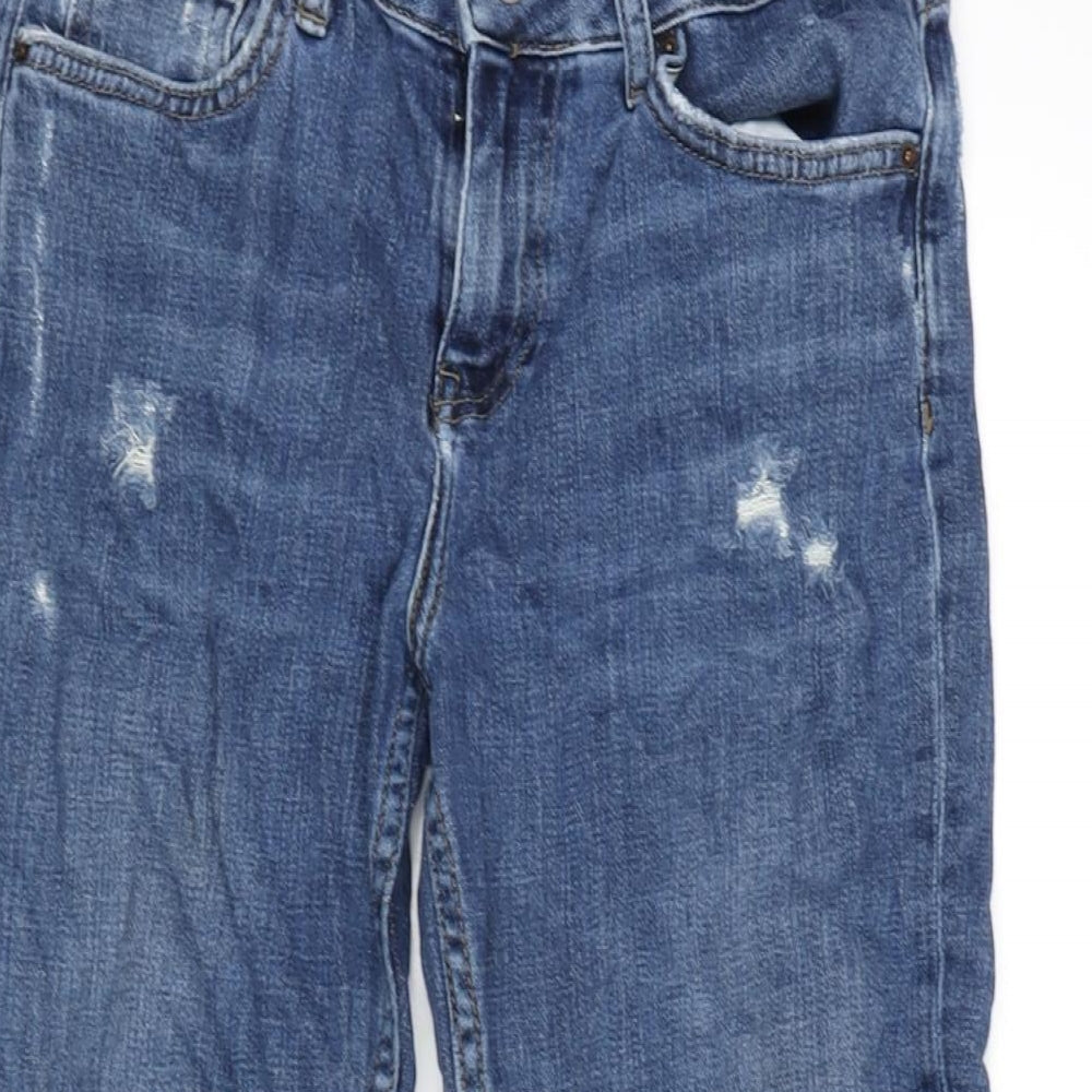 Topshop Womens Blue Cotton Blend Straight Jeans Size 26 in L32 in Regular Zip