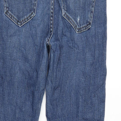 Topshop Womens Blue Cotton Blend Straight Jeans Size 26 in L32 in Regular Zip