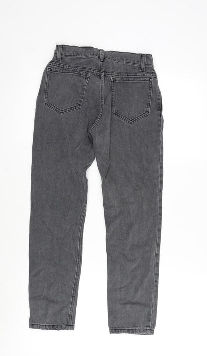 River Island Girls Grey Cotton Tapered Jeans Size 10 Years L23.5 in Regular Zip